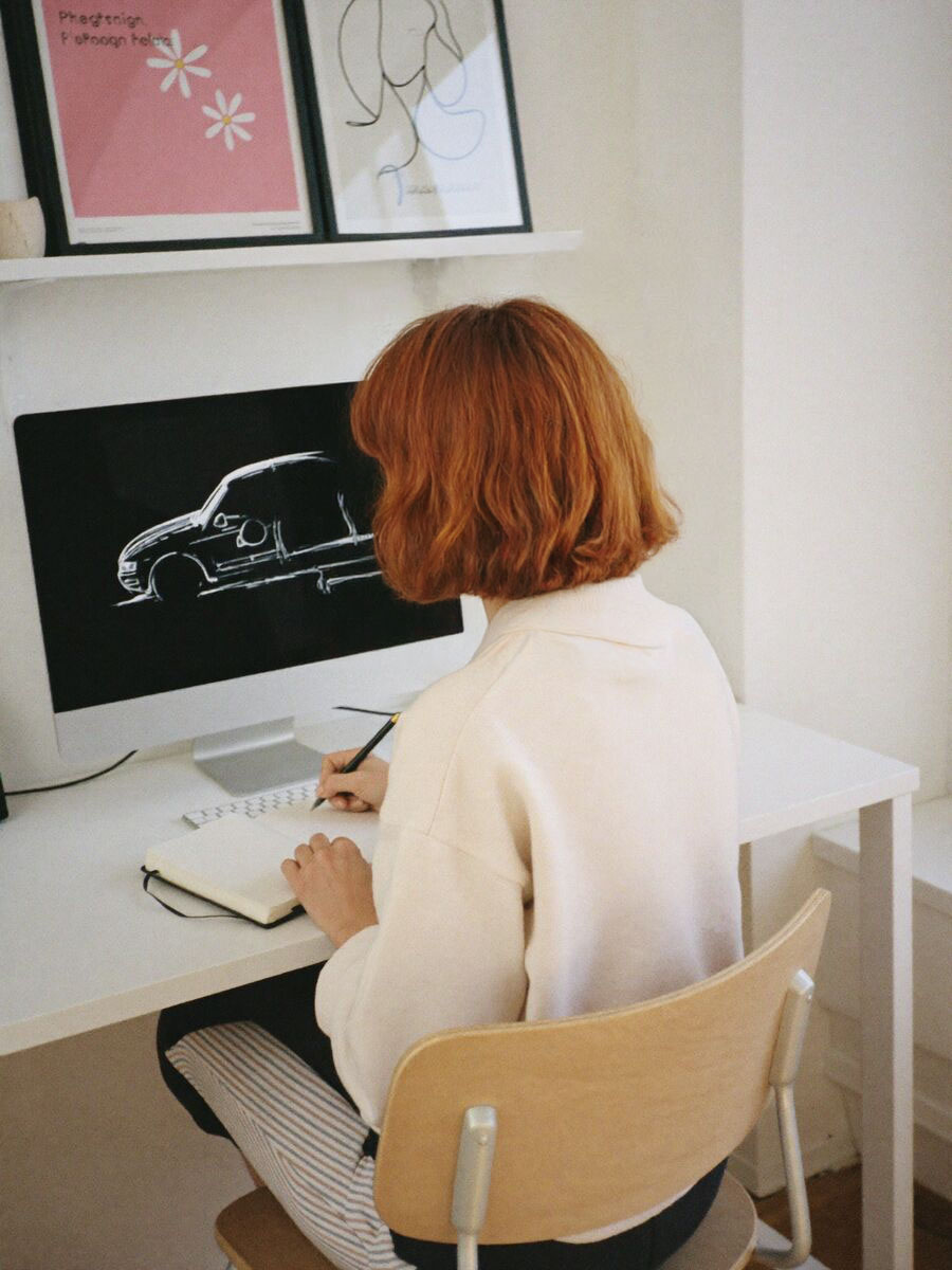 Sketching a concept by hand at the desk