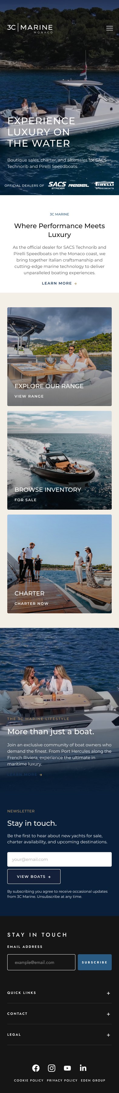 3C Marine homepage, mobile
