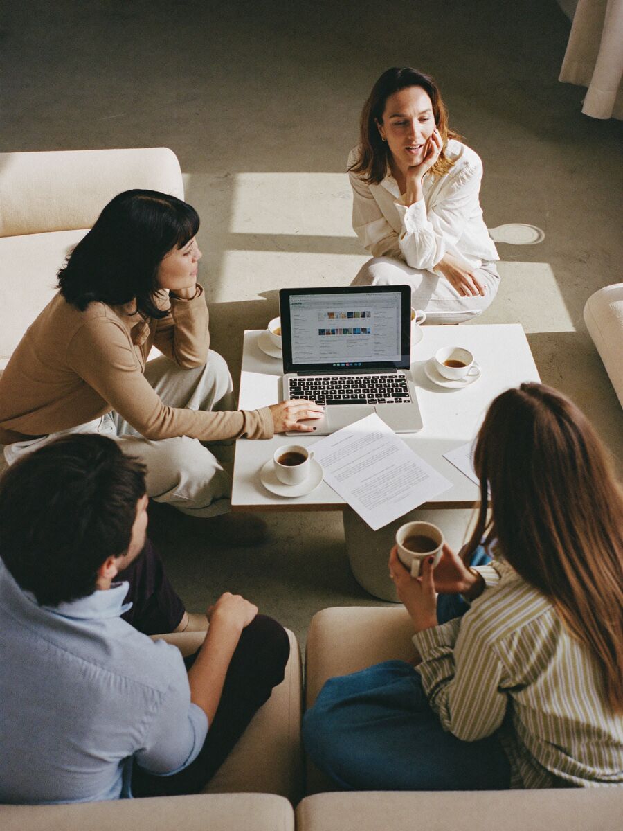 A breakout session reviewing work together